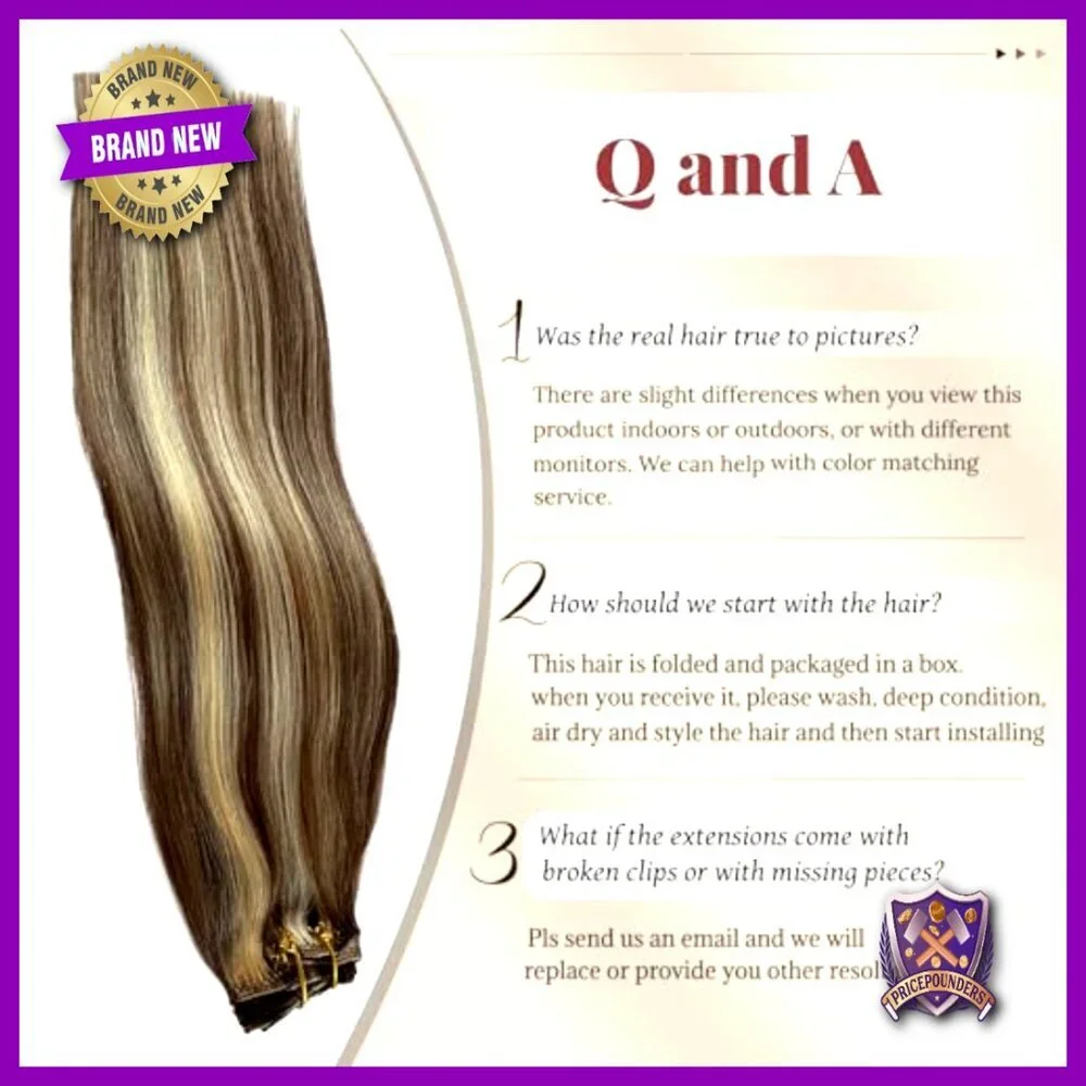 15 Inch Clip-In Human Hair Extensions, Remy Hair, Thick Full Set